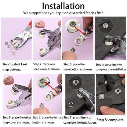 Heavy-Duty Snap Button Kit for Clothes, Bags & Leather