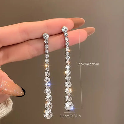 Elegant Long Crystal Drop Earrings
