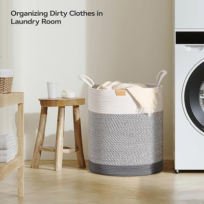 Foldable Wardrobe Cotton Mini Rope Laundry Basket Small