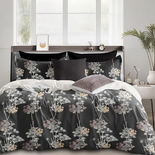 Silver Leaf Trending Cotton King Size Bedsheet Double Bed with 2 Pillow