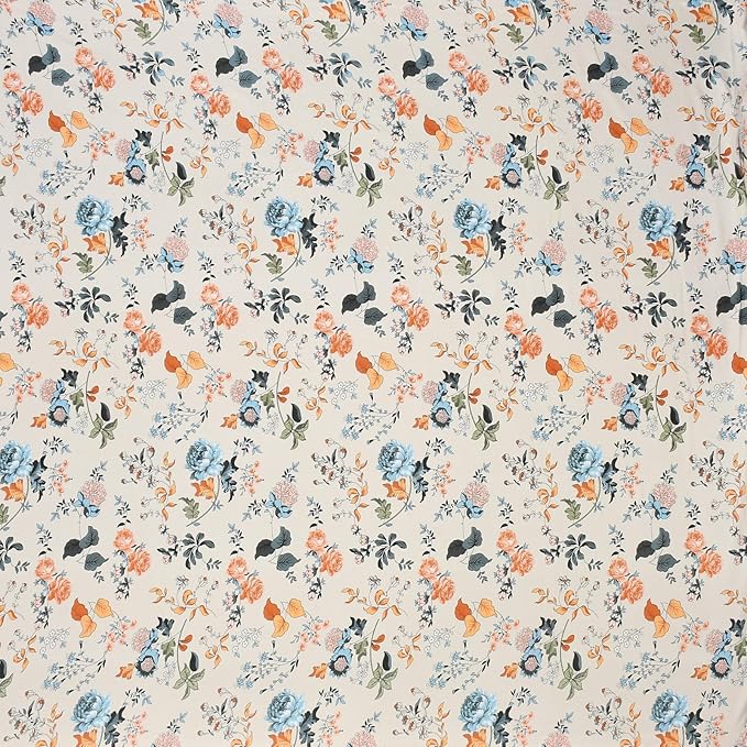 Floral, Beige And Green Elastic Fitted Bedsheets With 2 Pillow Covers