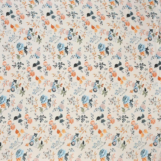 Floral, Beige And Green Elastic Fitted Bedsheets With 2 Pillow Covers