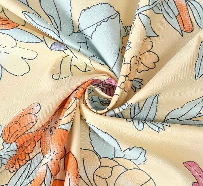 Sunset Yellow  Floral Print King Size Bed Sheet Set  with 2 Pillow Covers