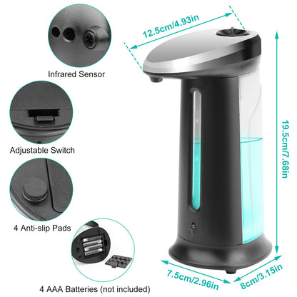 Automatic Soap Dispenser 400ML 16.9OZ Anti-slip Sensor Refillable Hand Gel Desktop Dispenser 2 Drop Volume Adjustment