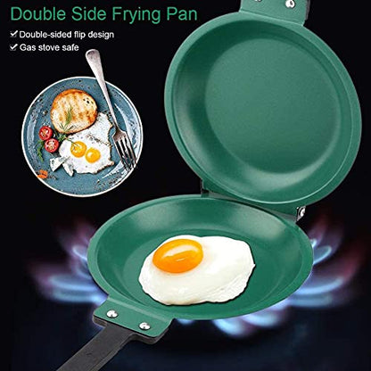 7.6in Diameter Double Side Flip Pan Ceramic Frying Pan Specialty Round Omelette Skillet Small Safe Kitchen Pancake Cookware, Pancake Frying Pan, Omelette Maker, Pancake Pan Nonstick, Pancake Pan, Omelette Pan