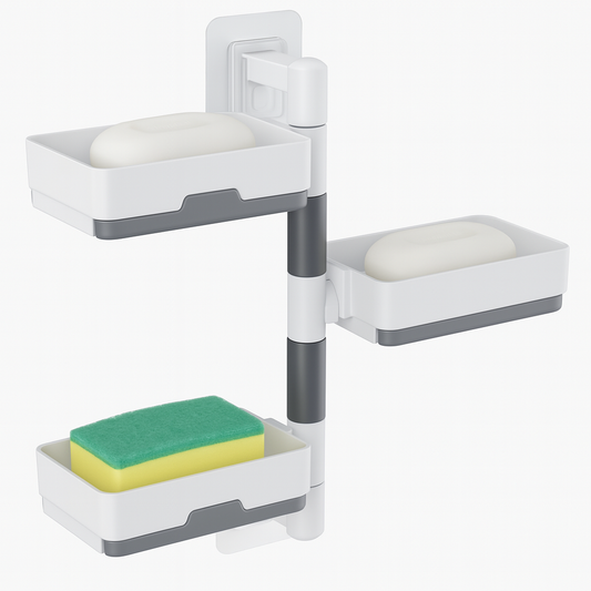 3-Layer Soap Dish & Sponge Rack Organizer