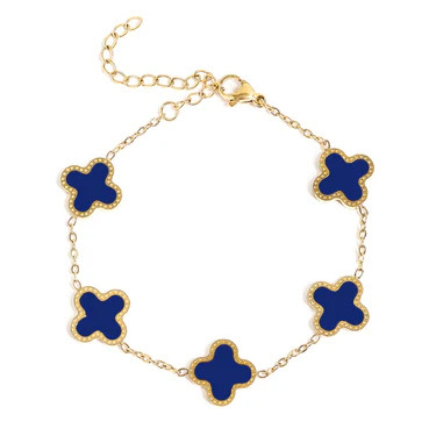 Flower Design Anti Tarnish Clover blue  Bracelet