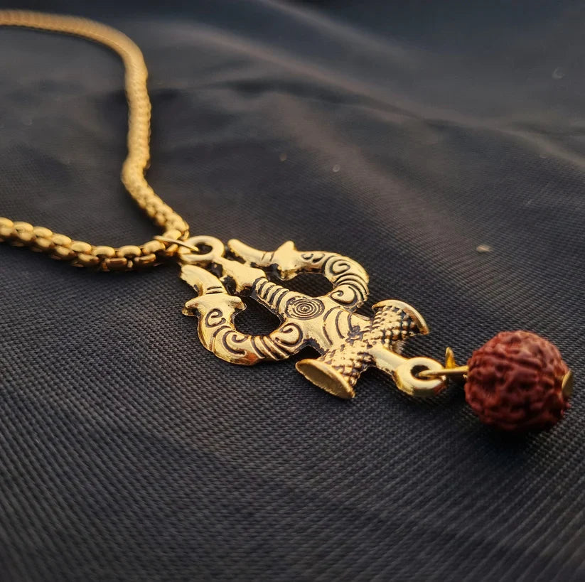 Trending Today: Gold Plated Trishul Pendant with Elegant Necklace Chain