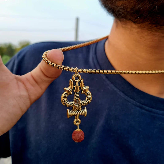 Trending Today: Gold Plated Trishul Pendant with Elegant Necklace Chain