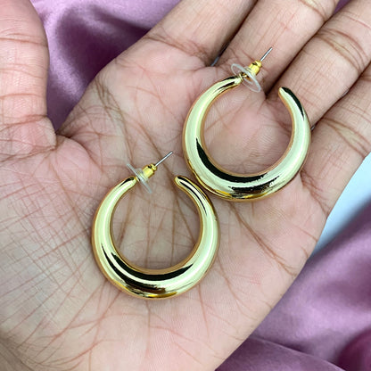 Golden Chunky Korean Hoop Earring