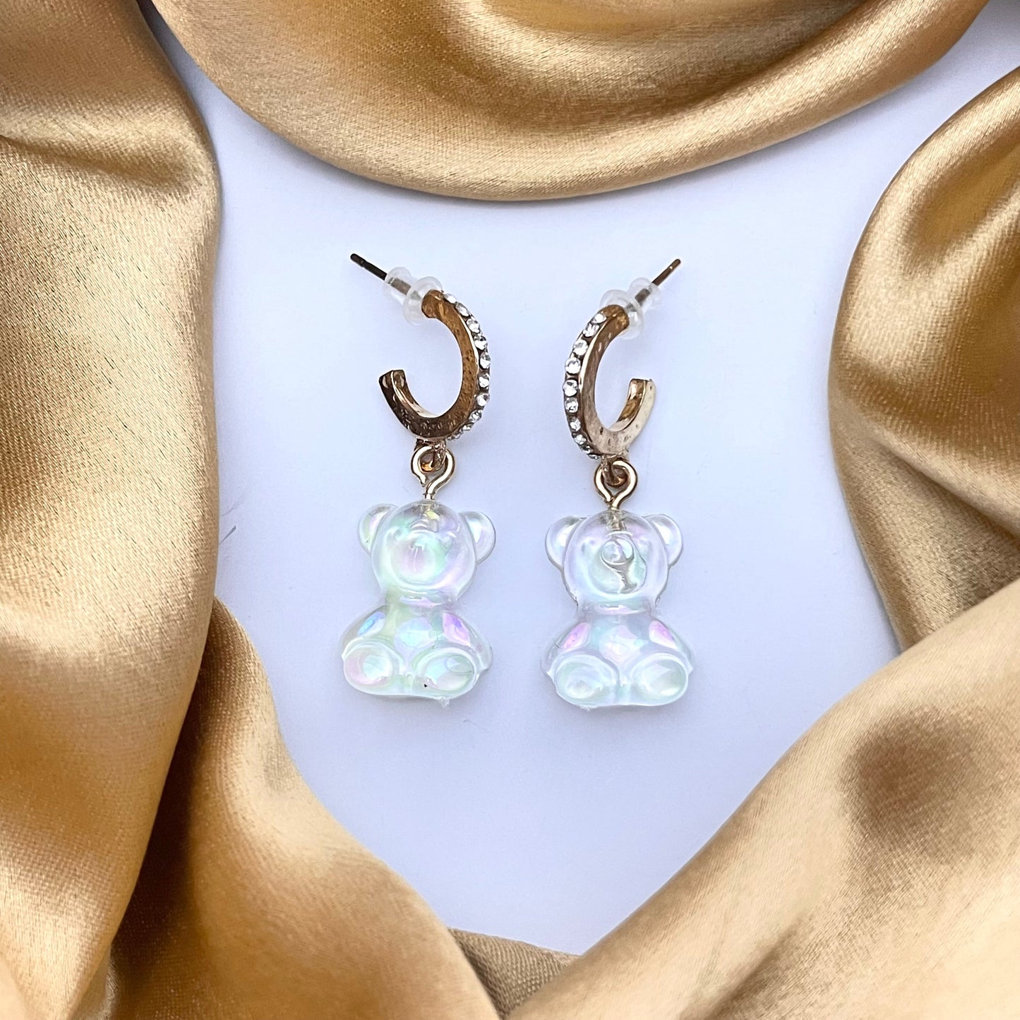 Cute Teddy Bear Stone Studded Korean Earrings