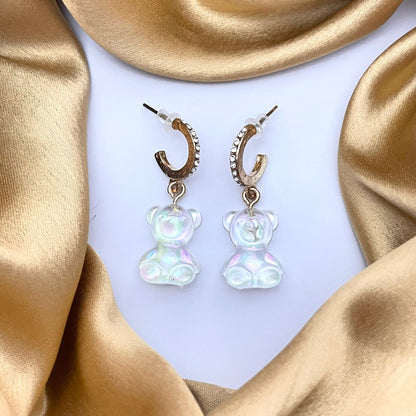 Cute Teddy Bear Stone Studded Korean Earrings
