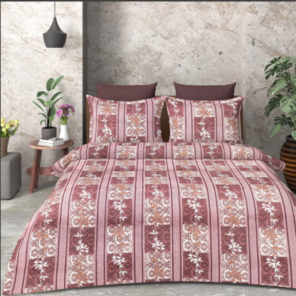 Multicoloured Floral print cotton Double Bed Bedsheet with 2 Pillow covers