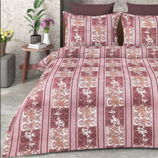 Multicoloured Floral print cotton Double Bed Bedsheet with 2 Pillow covers