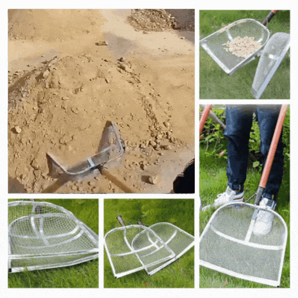 Heavy shovel for soil sifting