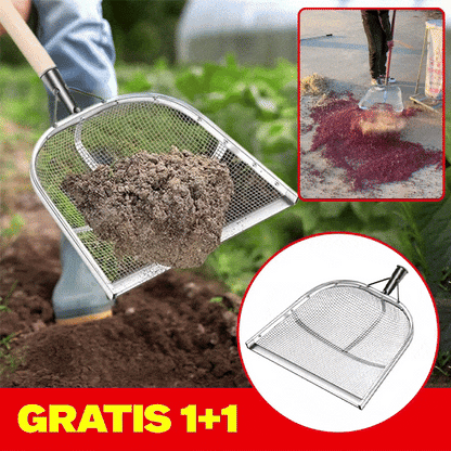 Heavy shovel for soil sifting