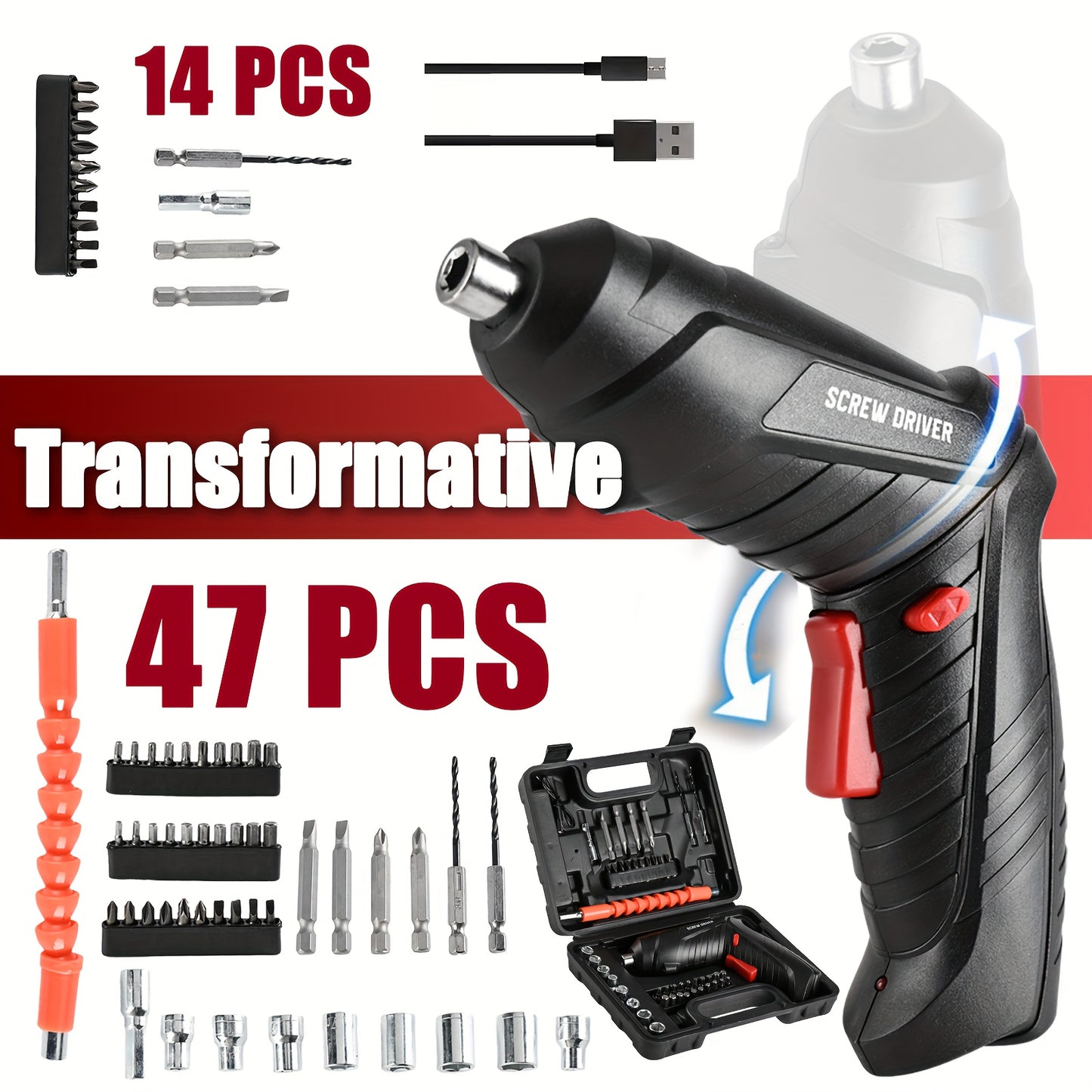 ⏱️🪛 Har Ghar Ka Hero 🏠🔧 – 47-in-1 Electric Screwdriver Set with Carrying Case ⚡🛠