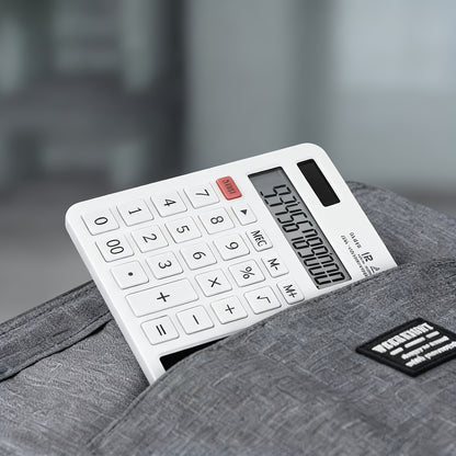 12-Digit Solar-Powered Calculator with Notepad Display | Quiet, Large Buttons, Ideal for Office, School, Home, and Business | Modern Touchscreen | Durable Structure, Electronic Components Included