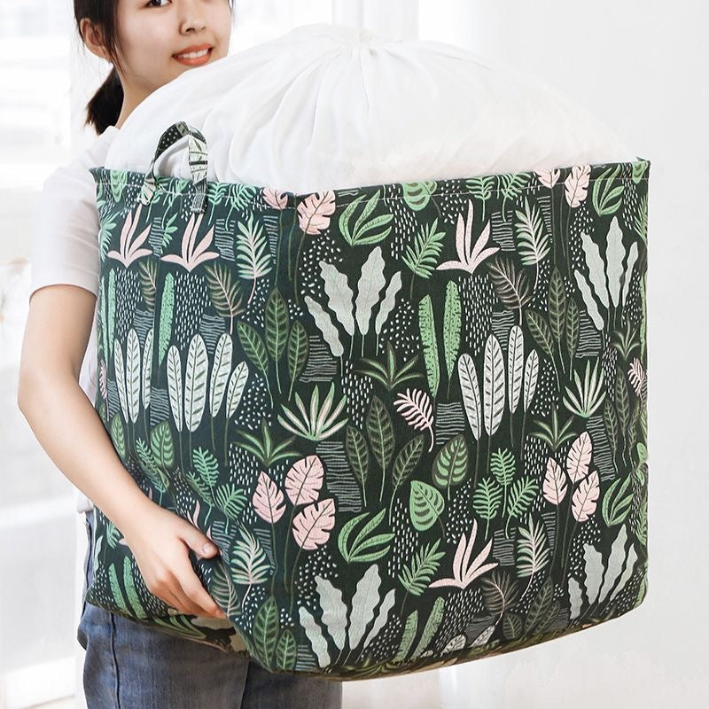 Extra Large 140L Laundry Storage Basket with Drawstring Cover