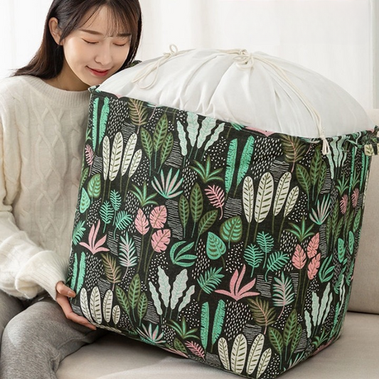 Extra Large 140L Laundry Storage Basket with Drawstring Cover