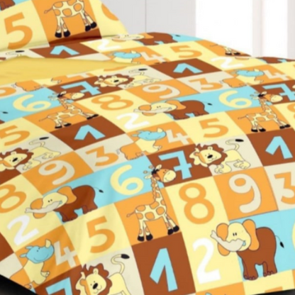 Yellow Giraffe Print Cotton Double Bed Bedsheet with 2 pillow Covers
