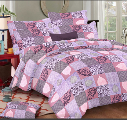 Multicolored leaf & Floral Double Bed Cotton Bedsheet Set with 2 Pillow Covers
