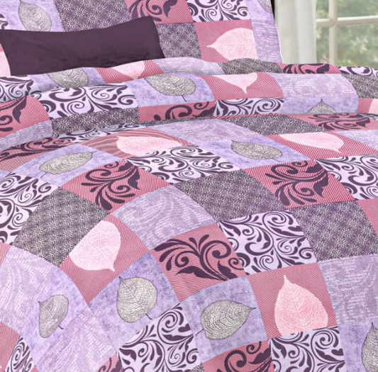 Multicolored leaf & Floral Double Bed Cotton Bedsheet Set with 2 Pillow Covers