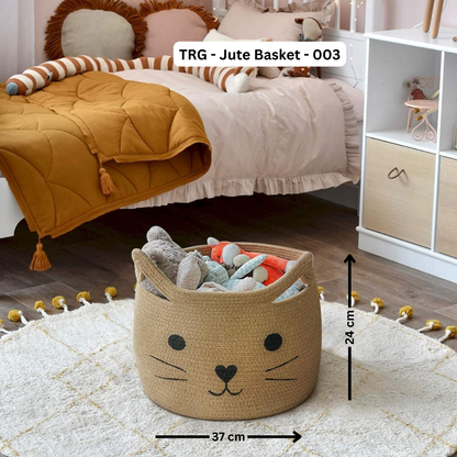 CAT Large Woven Jute Rope Storage Basket