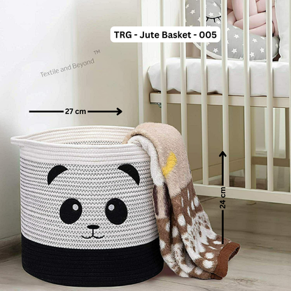 Foldable boho cotton Panda organizer basket