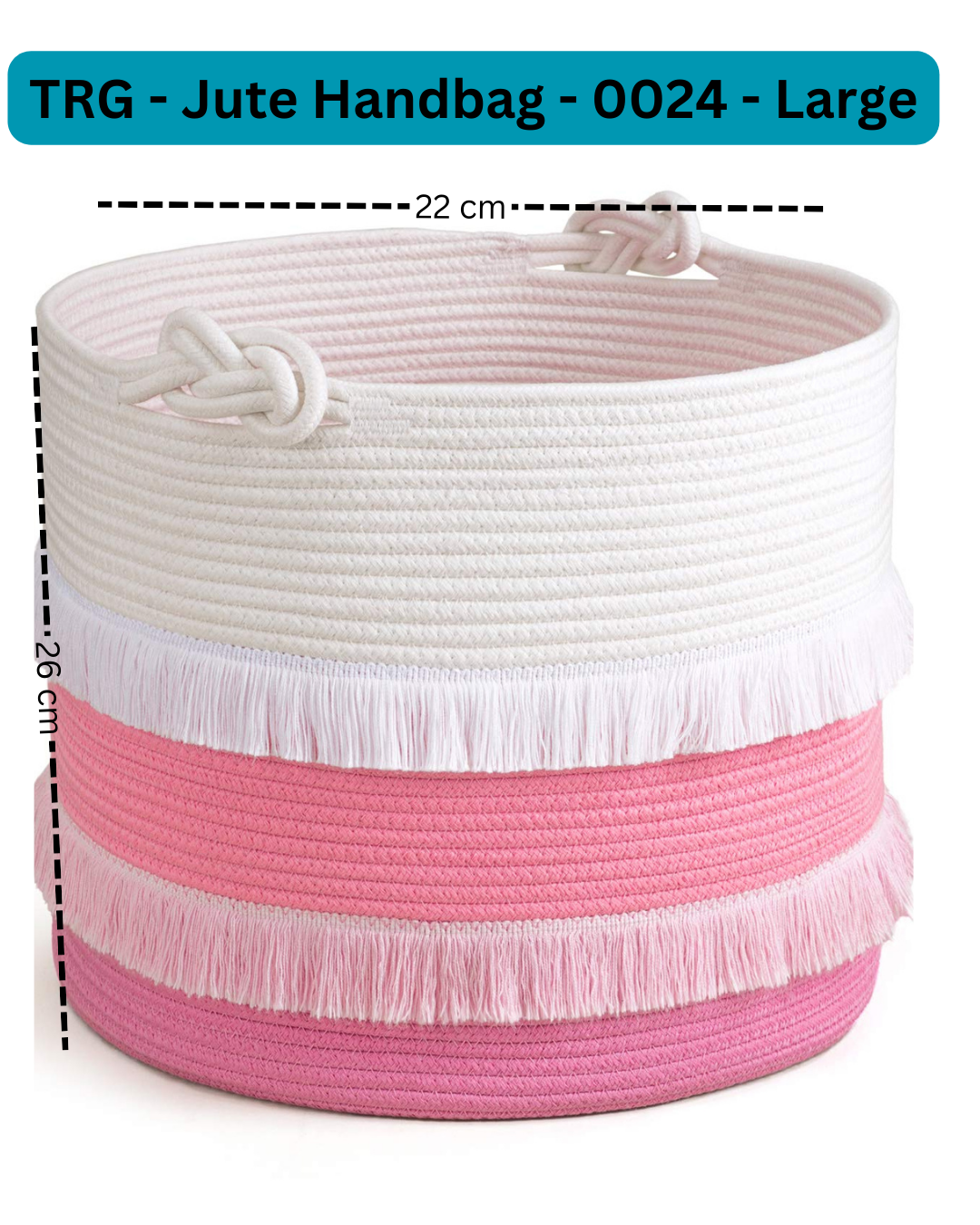 Large Rope Basket, Cute Tassel, Pink