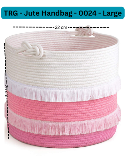 Large Rope Basket, Cute Tassel, Pink