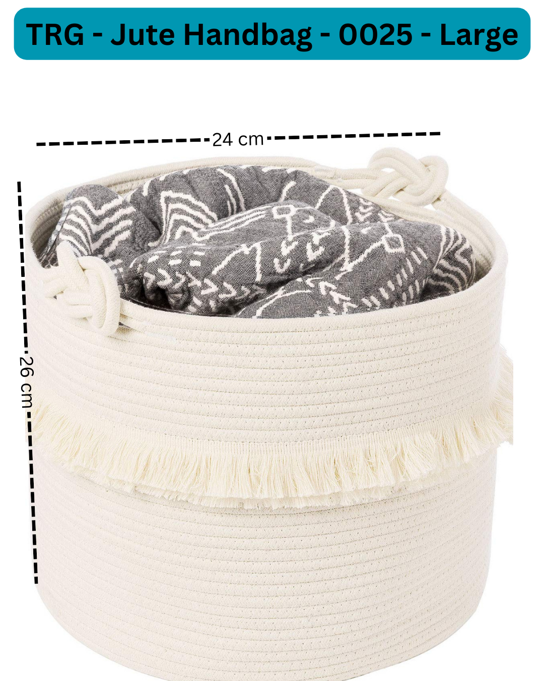 Large Woven Storage Baskets, Cute Tassel Nursery Decor, Off-White