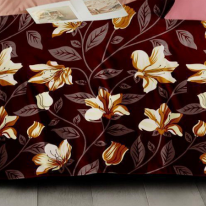 Maroon Floral Printed Double Bed Bedsheets with 2 Pillow Covers