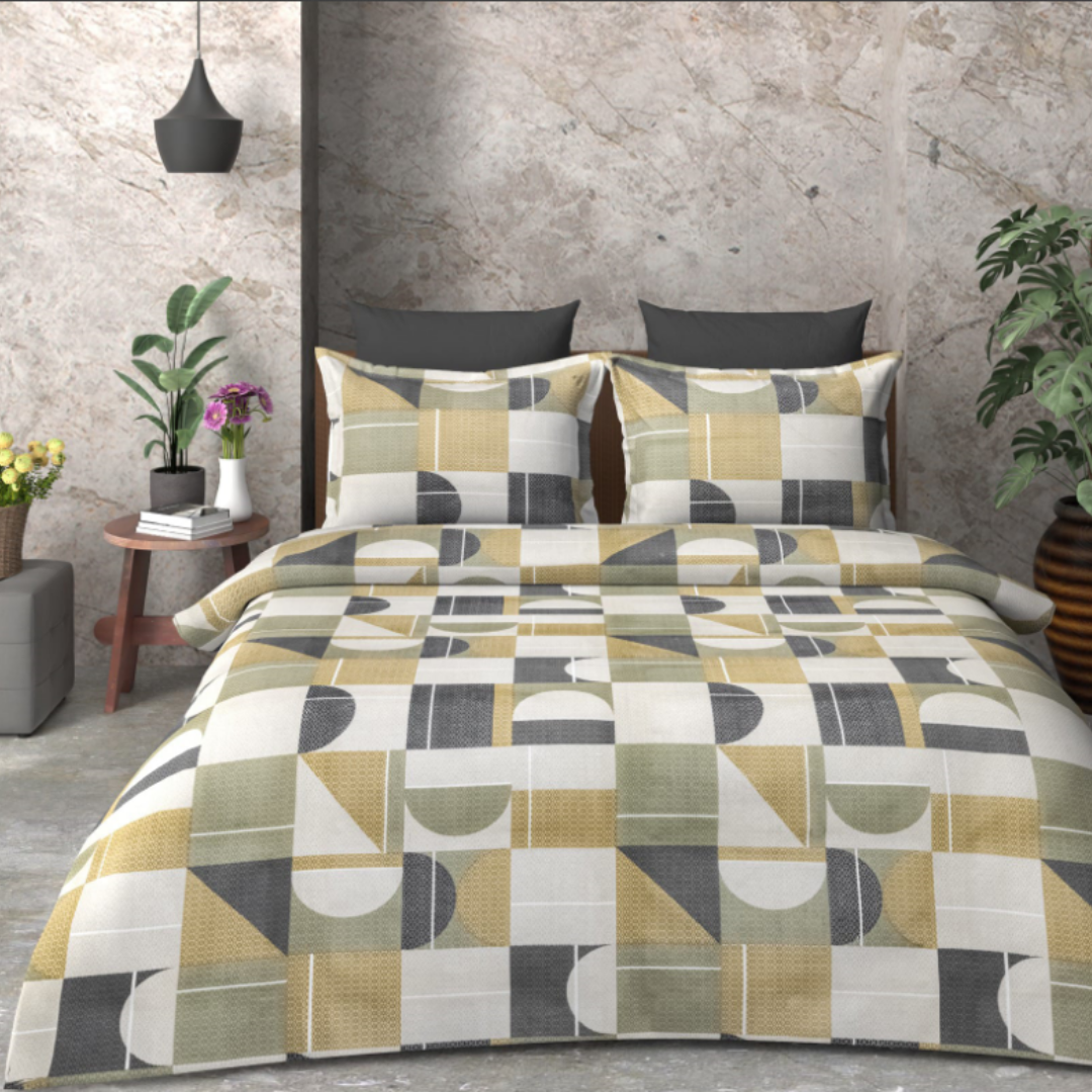 Porcelain print cotton Double Bed Bedsheet with 2 Pillow covers