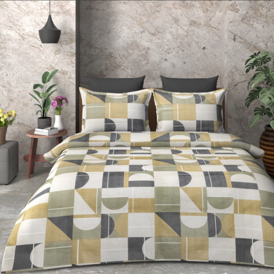 Porcelain print cotton Double Bed Bedsheet with 2 Pillow covers