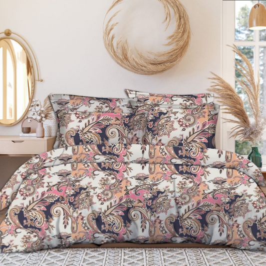 Multicolored 3D Printed Cotton Double Bed  Bedsheet with 2 pillow covers
