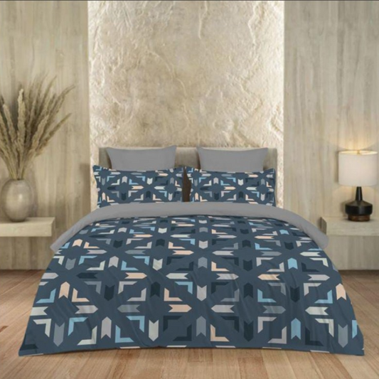 Most Trending Cotton King Size Bedsheet Double Bed with 2 Pillow (Blue)