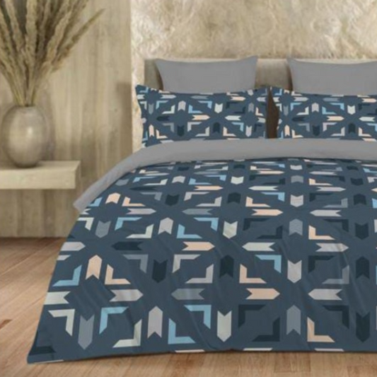 Most Trending Cotton King Size Bedsheet Double Bed with 2 Pillow (Blue)