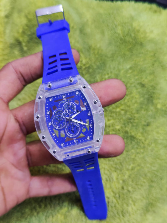 (Pack of 2) Positive Sports Wear Rectangle Shaped Clock Dial Analog Wristwatch For Kids and Men