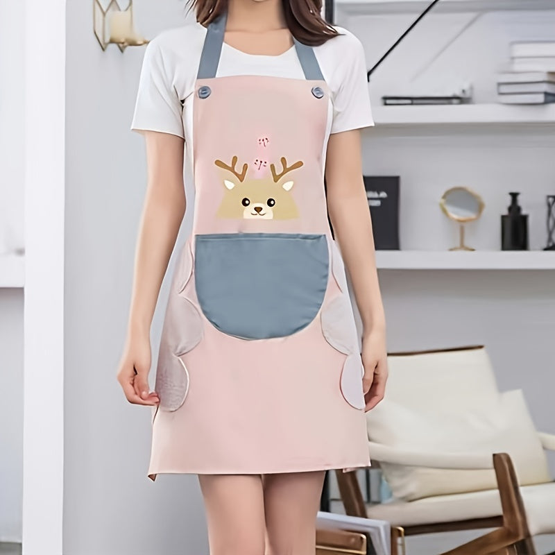 Lovely Cartoon Deer Waterproof Kitchen Apron