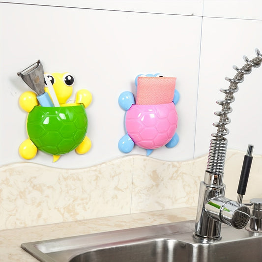 Cute Turtle Design Toothbrush Holder Storage Rack (Pack of 2)(Random Shade)