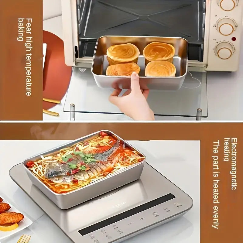 Non Stick Baking Pan Food Storage Box with Cover Pack of 2 🔥🔥