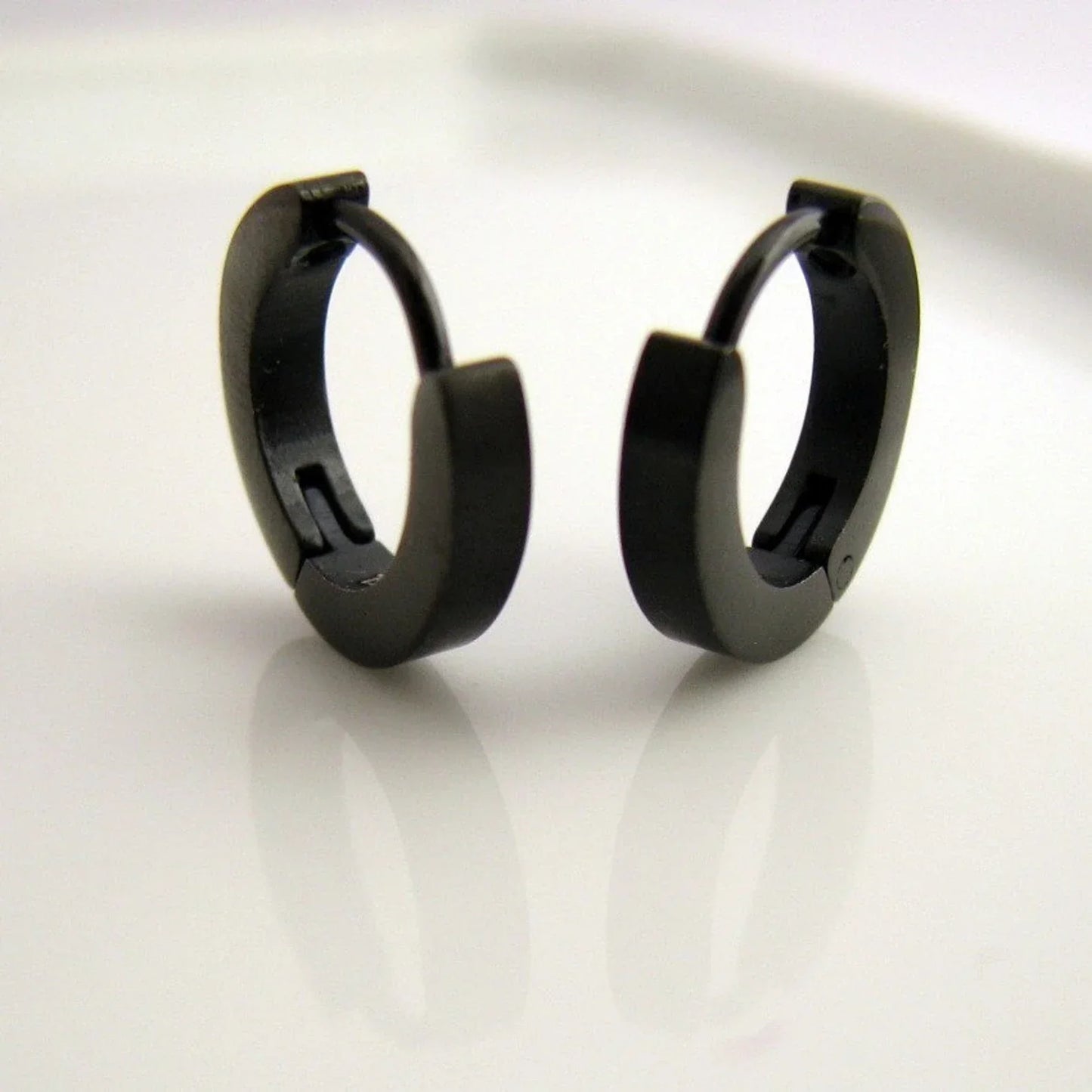 Men's Black Huggie Hoop Earrings