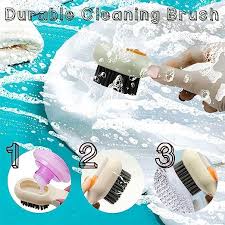 (Pack of 2) Multifunctional Easy to Use Press Liquid Brush with Soap Dispenser for Cleaning Shoes Clothes Laundry Household Use in Bathroom Kitchen