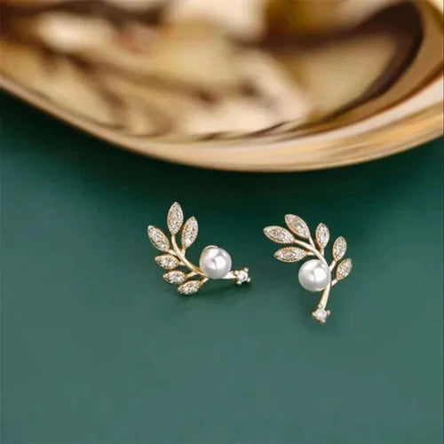 Leaf ear studs for women