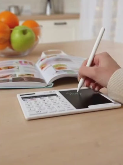 12-Digit Solar-Powered Calculator with Notepad Display | Quiet, Large Buttons, Ideal for Office, School, Home, and Business | Modern Touchscreen | Durable Structure, Electronic Components Included